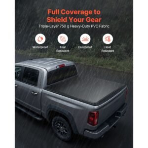 soft roll up truck bed tonneau cover, compatible with 2014 2018 chevy silverado/gmc sierra 1500 (2019 ld/limited), fits 5.8 ft (5 ft 9 in/69 in) bed, pvc tonneau cover with aluminum alloy bars