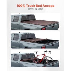 soft roll up truck bed tonneau cover, compatible with 2014 2018 chevy silverado/gmc sierra 1500 (2019 ld/limited), fits 5.8 ft (5 ft 9 in/69 in) bed, pvc tonneau cover with aluminum alloy bars