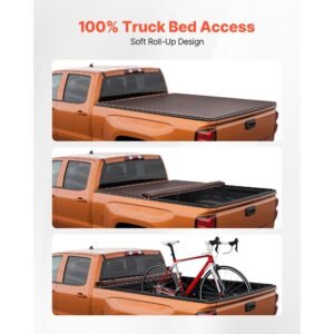 soft roll up truck bed tonneau cover, compatible with 2014 2025 chevy silverado/gmc sierra 1500 & 2014 2019 2500 3500 hd, fits 6.5 ft (6 ft 7 in/79 in) bed, pvc tonneau cover with aluminum bars