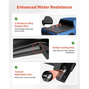 soft roll up truck bed tonneau cover, compatible with 2015 2025 ford f150 styleside/fleetside (not fit flareside/stepside), fit 6.5 ft (6 ft 7 in/79 in) bed, pvc tonneau cover with aluminum bars