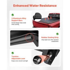 soft roll up truck bed tonneau cover, compatible with 2019 2024 dodge ram 1500 classic, 2003 2025 ram 2500 3500, fits 6.4 ft (6 ft 4 in/76 in) bed, pvc tonneau cover with aluminum alloy bars