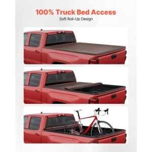 soft roll up truck bed tonneau cover, compatible with 2019 2024 dodge ram 1500 classic, 2003 2025 ram 2500 3500, fits 6.4 ft (6 ft 4 in/76 in) bed, pvc tonneau cover with aluminum alloy bars
