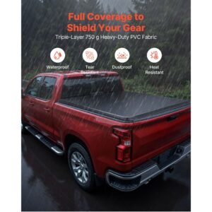 soft roll up truck bed tonneau cover, compatible with 2019 2025 chevy silverado/gmc sierra 1500 new body, fits 5.8 ft (5 ft 9 in/69.3 in) bed, pvc tonneau cover with aluminum alloy support bars