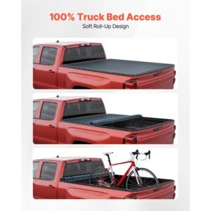 soft roll up truck bed tonneau cover, compatible with 2019 2025 chevy silverado/gmc sierra 1500 new body, fits 5.8 ft (5 ft 9 in/69.3 in) bed, pvc tonneau cover with aluminum alloy support bars