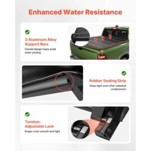 soft roll up truck bed tonneau cover, compatible with 2019 2025 ram 1500 new body, fits 5.7 ft (5 ft 7 in/67 in) bed without rambox or split tailgate, pvc tonneau cover with aluminum alloy bars