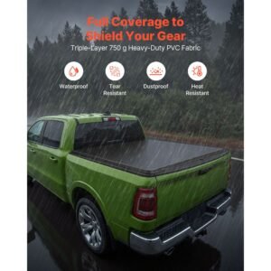 soft roll up truck bed tonneau cover, compatible with 2019 2025 ram 1500 new body, fits 5.7 ft (5 ft 7 in/67 in) bed without rambox or split tailgate, pvc tonneau cover with aluminum alloy bars