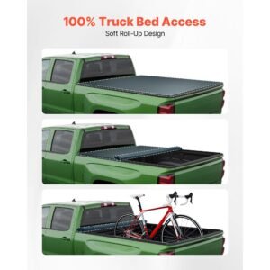 soft roll up truck bed tonneau cover, compatible with 2019 2025 ram 1500 new body, fits 5.7 ft (5 ft 7 in/67 in) bed without rambox or split tailgate, pvc tonneau cover with aluminum alloy bars