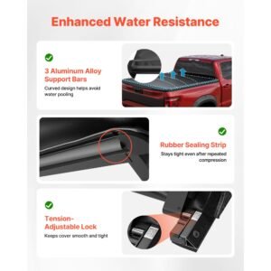 soft roll up truck bed tonneau cover, compatible with 2020 2025 chevy silverado/gmc sierra 2500 3500 hd, fits 6.9 ft (6 ft 10 in/82 in) bed, pvc tonneau cover with aluminum alloy support bars