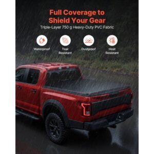 soft roll up truck bed tonneau cover, compatible with 2020 2025 chevy silverado/gmc sierra 2500 3500 hd, fits 6.9 ft (6 ft 10 in/82 in) bed, pvc tonneau cover with aluminum alloy support bars