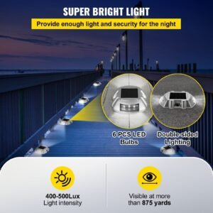 solar pathway lights, 12 pack, white, includes screws, weatherproof outdoor deck lights, 6 led, ideal for garden paths, walkways, driveways & steps