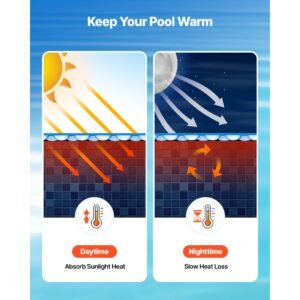 solar pool cover, 24 ft round pool bubble cover, 12 mil pools solar blanket with bubble & pe material, daytime heat absorption, nighttime heat retention, heat retaining solars covers, blue