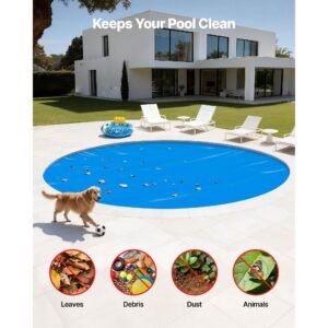 solar pool cover, 27 ft round pool bubble cover, 16 mil pools solar blanket with bubble & pe material, daytime heat absorption, nighttime heat retention, heat retaining solars covers, blue