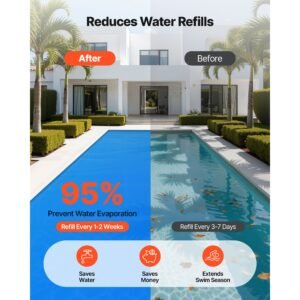 solar pool cover, 36 x 16 ft rectangle pool bubble cover, 12 mil pools solar blanket with bubble & pe material, daytime heat absorption, nighttime heat retention, blue