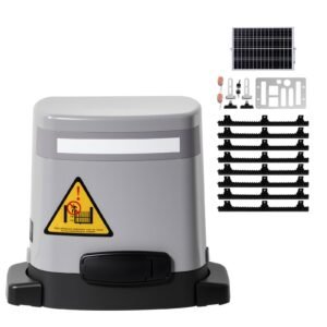 Solar Sliding Gate Opener, 280W Electric Gate Opener for Doors up to 65.6ft 1799lbs, Gear Track Rolling Fence Door Motor with Infrared Sensor & 2 Remote Controls, Driveway Gates Opening System