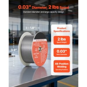 solid mig welding wire, er308l 0.03 inch 2 lbs, low spatter stainless steel welding wire with high feedability for all position gas shielded welding