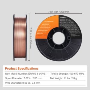solid mig welding wire, er70s 6 0.030 inch 11lbs with low splatter and high levels of deoxidizers for all position gas welding