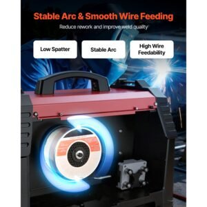 solid mig welding wire, er70s 6 0.035 inch 10 lbs, low spatter mild steel welding wire with high deoxidizers for all position gas shielded welding