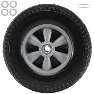 Solid PU Run-Flat Tire Wheel, 10", 2-Pack, 180 lbs Dynamic Load, 220 lbs Static Load, Flat Free Tubeless Tires and Wheels for Hand Truck, Utility Cart, Dollies, Garden Trailers, Various Carts