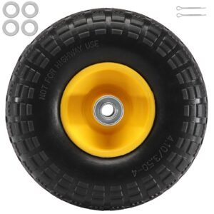 Solid PU Run-Flat Tire Wheel, 10", 2-Pack, 400 lbs Dynamic Load, 450 lbs Static Load, Flat Free Tubeless Tires and Wheels for Hand Truck, Utility Cart, Dollies, Garden Trailers, Various Carts