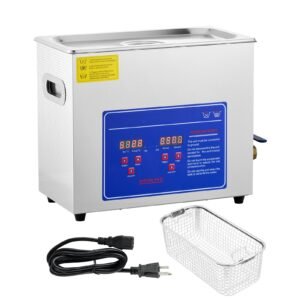 Sonic Cleaner with Digital Timer & Heater, Professional Ultra Sonic Jewelry Cleaner, Stainless Steel Heated Cleaning Machine for Glasses Watch Rings Small Parts Circuit Board (6L)