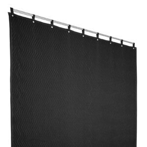 sound dampening blanket, 96" x 80", extra large studio grommeted soundproof blanket with grommets, light blocker for door acoustic noise blocking blanket studio sound absorption sheet, black