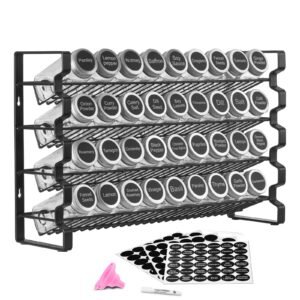 Spice Rack Organizer for Cabinet, Spice Organizer with 36 Empty Spice Jars, Lids, Spice Labels, and Funnel Complete Set, Seasoning Organizer for Countertop, Kitchen, Pantry, Cupboard, 18x11 in