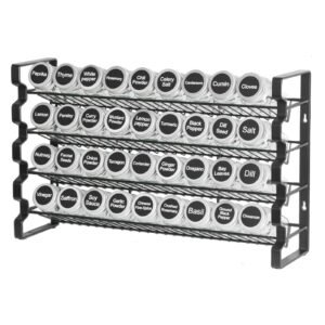 spice rack organizer for cabinet, spice organizer with 36 empty spice jars, lids, spice labels, and funnel complete set, seasoning organizer for countertop, kitchen, pantry, cupboard, 18x11 in