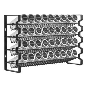 spice rack organizer for cabinet, spice organizer with 36 empty spice jars, lids, spice labels, and funnel complete set, seasoning organizer for countertop, kitchen, pantry, cupboard, 18x11 in