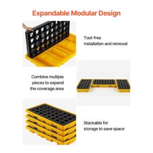 spill containment pallet, 2 drum low profile spill containment modular platform, 21 gallon sump, 4409 lbs load capacity, heavy duty polyethylene tray with drain, 51.8" x 26.8" x 5.9", yellow