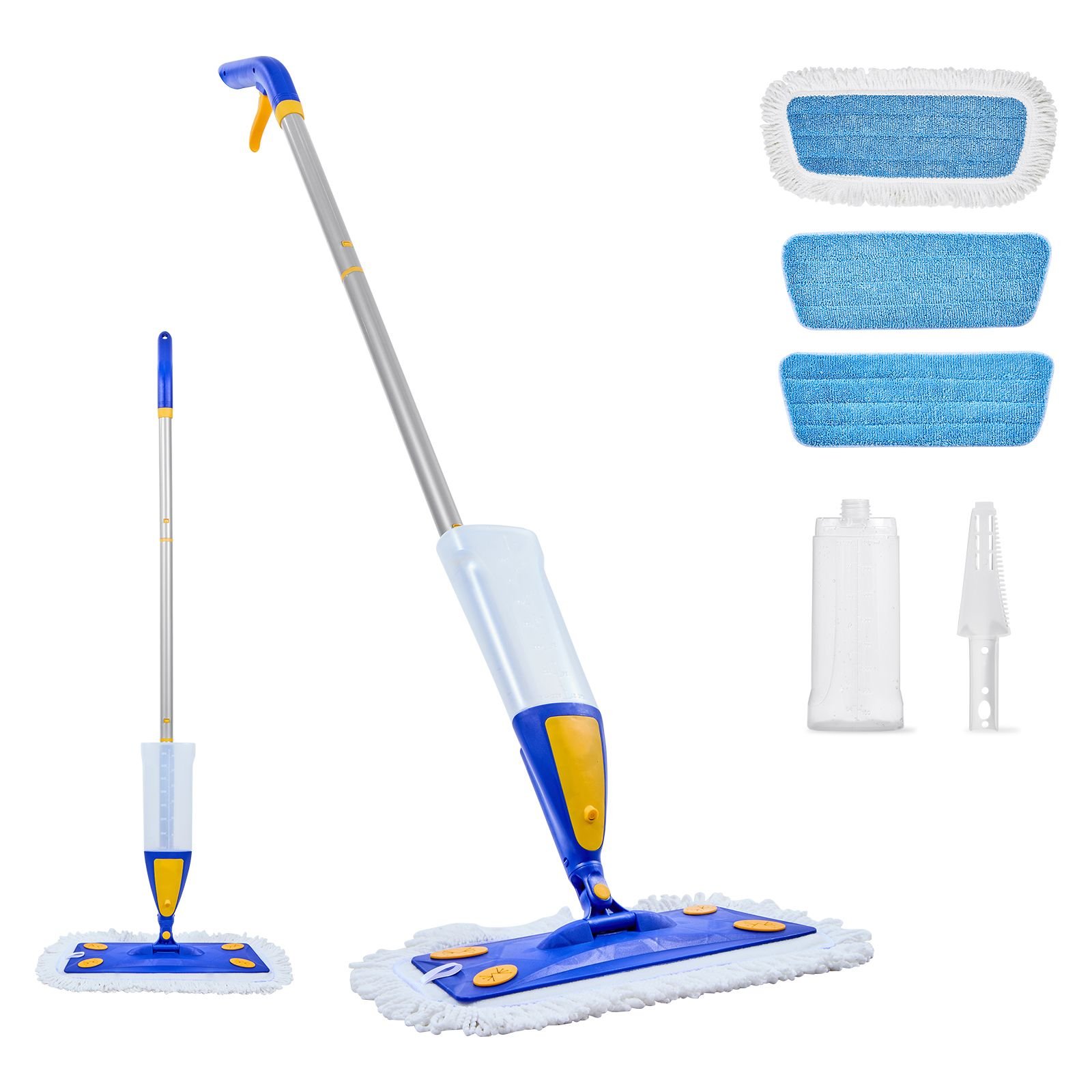 spray mop, with 3 washable pads for dry and wet floor cleaning and a 27oz refillable water tank, microfiber dust wet mop & twisted cotton dry mop, commercial home use for tiles/vinyl/wood floor