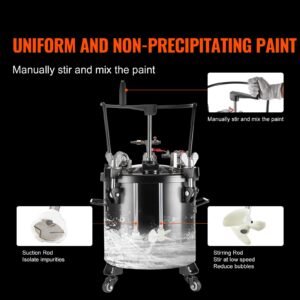 spray paint pressure pot, 20l/5gal pressure pot tank, 70 psi adjustale pressure, steel pressure pot paint tank with casters and leak repair sealant, for home decor and industry painting