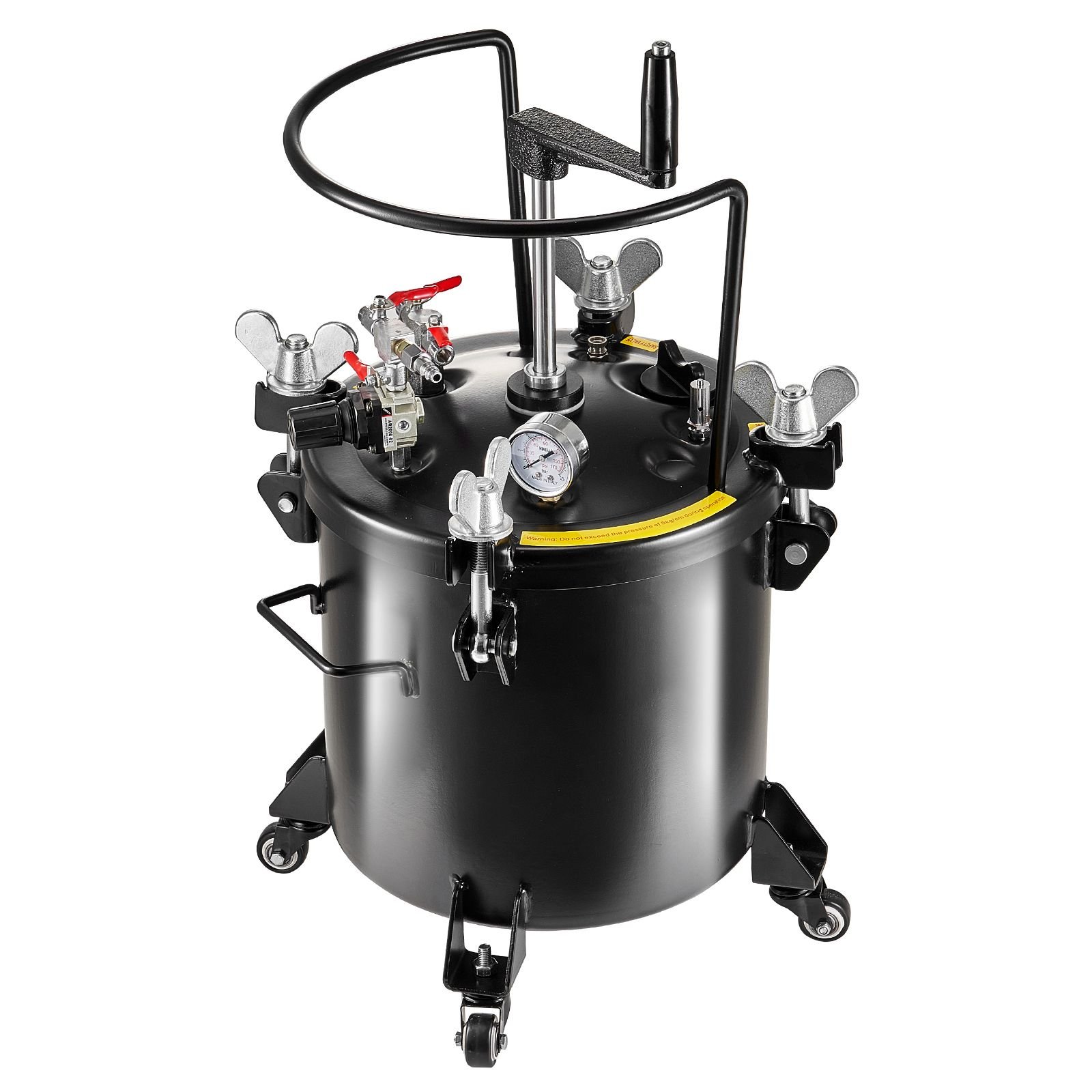 spray paint pressure pot, 20l/5gal pressure pot tank, 70 psi adjustale pressure, steel pressure pot paint tank with casters and leak repair sealant, for home decor and industry painting