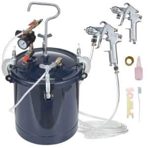 Spray Paint Pressure Pot Tank, 10L/2.5gal Air Paint Pressure Pot, 1.5mm+4mm Two Nozzles Two Spray Paint Guns, 60PSI Max, for Industry Home Decor Architecture Construction Automotive Painting