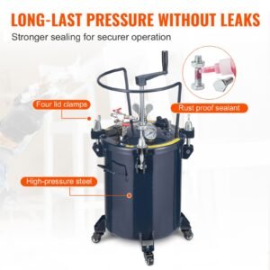 spray paint pressure pot tank, 30l/8gal air paint pressure pot with manual mixing agitator, leak repair sealant for industry home decor architecture construction automotive painting, 70psi max