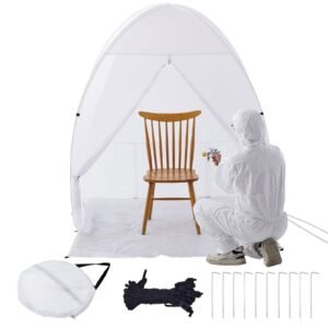 spray paint shelter, 60 x 60 x 70 in pop up portable spray paint tent with built in floor, exhaust window and storage bag, foldable paint booth for furniture, diy hobby tool painting station