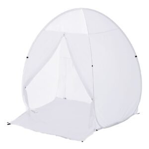 spray paint shelter, 60 x 60 x 70 in pop up portable spray paint tent with built in floor, exhaust window and storage bag, foldable paint booth for furniture, diy hobby tool painting station