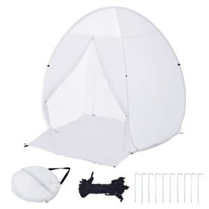 spray paint shelter, 60 x 60 x 70 in pop up portable spray paint tent with built in floor, exhaust window and storage bag, foldable paint booth for furniture, diy hobby tool painting station