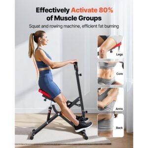 squat machine, deep squat rowing machine for home, easy setup & foldable exercise equipment, glute trainer machine with 12 gear adjustable resistance, glutes & leg home workout machine, black