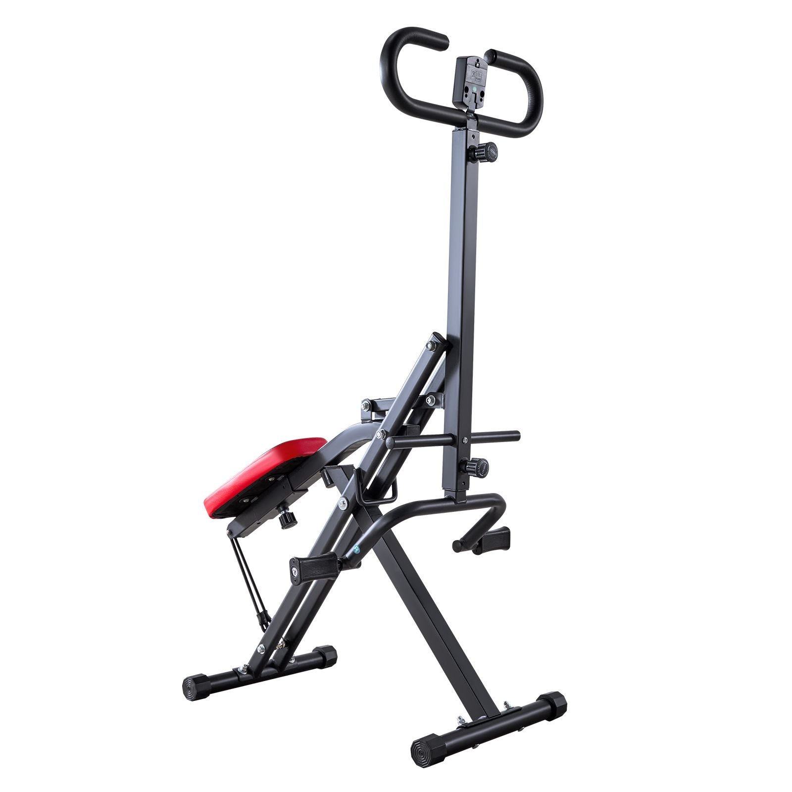 squat machine, deep squat rowing machine for home, easy setup & foldable exercise equipment, glute trainer machine with 2 high strength resistance bands, glutes & leg home workout machine, black