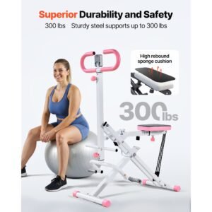 squat machine, deep squat rowing machine for home, easy setup & foldable exercise equipment, glute trainer machine with 3 high strength resistance bands, glutes & leg home workout machine, white