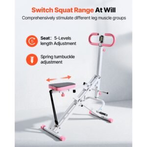 squat machine, deep squat rowing machine for home, easy setup & foldable exercise equipment, glute trainer machine with 3 high strength resistance bands, glutes & leg home workout machine, white