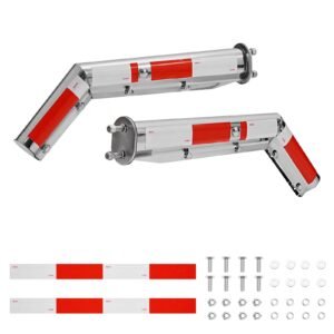 Stainless Steel Angled Spring Loaded Mud Flap Hangers, 2-1/2" Bolt Spacing Mudflap Hangers for Semi Trucks, 1 Pair Heavy Duty Semi Truck Mud Flap Hanger Set with Reflective Strips, Silver