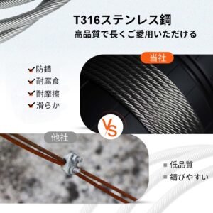 stainless steel cable 3/16"x 1000ft, t316 marine grade deck cable railing, 1x19 strands construction braided aircraft cable for deck rail string lights hanging porch fence diy baluster