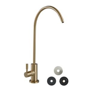 Stainless Steel Faucet, Lead-Free Water Purifier Faucet, Filter Water Faucets With Solid Brass Valve, Anti-Rust & Durability Ro Water Faucets For Kitchen, Bar Counter, Cafe Shop, Brushed Gold