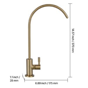 stainless steel faucet, lead free water purifier faucet, filter water faucets with solid brass valve, anti rust & durability ro water faucets for kitchen, bar counter, cafe shop, brushed gold