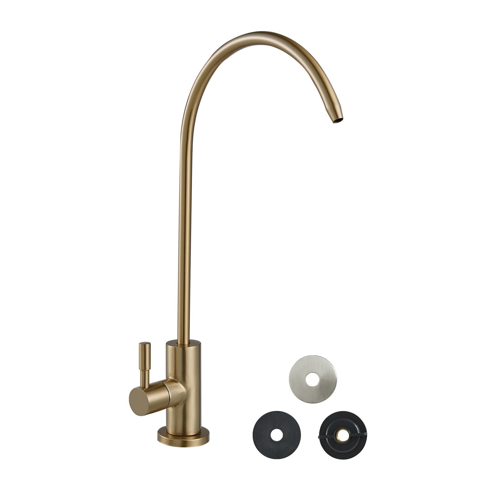 stainless steel faucet, lead free water purifier faucet, filter water faucets with solid brass valve, anti rust & durability ro water faucets for kitchen, bar counter, cafe shop, brushed gold