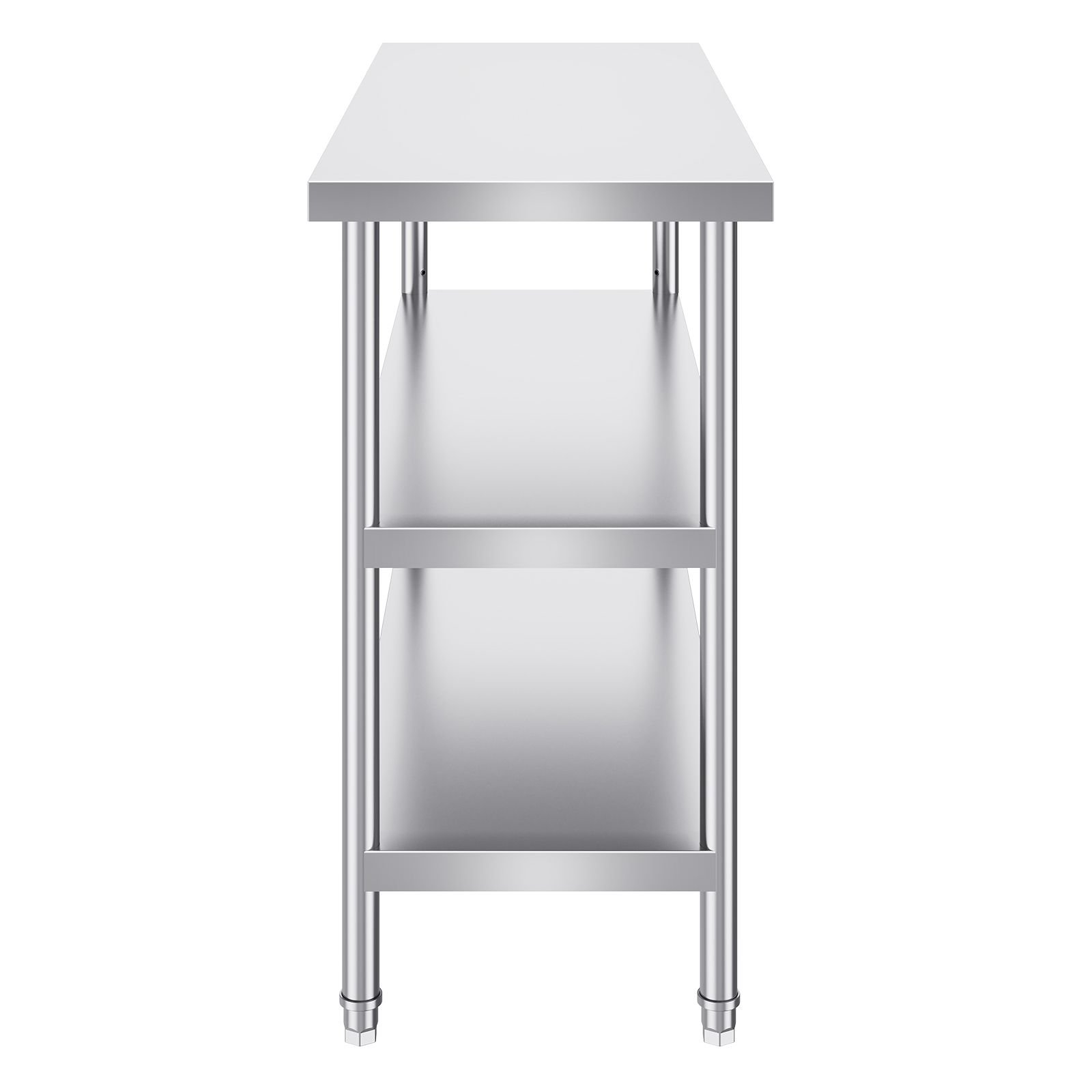 stainless steel food prep table, 18 x 48 x 34 inch commercial kitchen worktable, with 2 adjustable undershelf, heavy duty prep table metal work table for bbq, kitchen, home, and garage