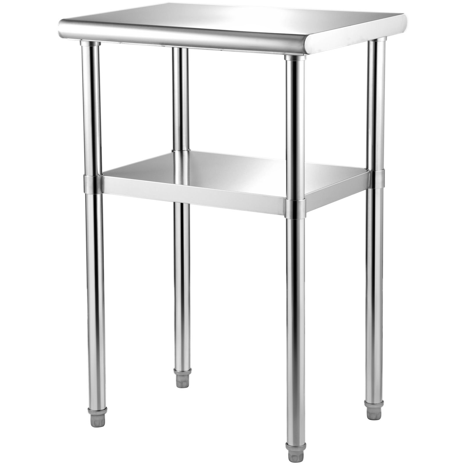 stainless steel prep table, 24 x 18 x 36 inch, 600lbs load capacity heavy duty metal worktable with adjustable undershelf & feet, commercial workstation for kitchen restaurant garage backyard