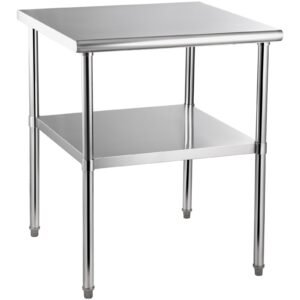 Stainless Steel Prep Table, 30 x 30 x 36 Inch, 800lbs Load Capacity Heavy Duty Metal Worktable with Adjustable Undershelf & Feet, Commercial Workstation for Kitchen Garage Restaurant Backyard