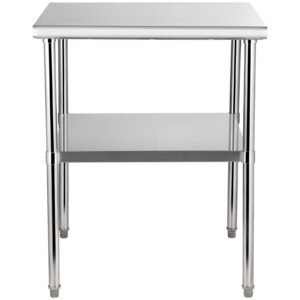stainless steel prep table, 30 x 30 x 36 inch, 800lbs load capacity heavy duty metal worktable with adjustable undershelf & feet, commercial workstation for kitchen garage restaurant backyard